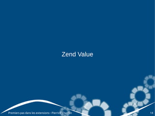 Zend Value




Premiers pas dans les extensions - Pierrick Charron    14
 