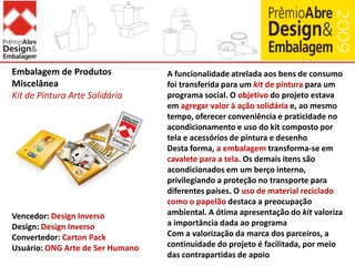 O segmento de produtos prontos para o consumo vem crescendo no país. E neste setor a tecnologia de embalagem é chave e deve estar atrelada a um custo competitivo do produto. O novo Pizza Hot Pocketcombina este fatores, otimizando ao máximo a estrutura da embalagem e apresentando ainda a preocupação de inclusão social ao disponibilizar texto em braile no fundo da bandeja.Embalagem no formato de um pedaço da pizza, resistente ao congelamento à -30ºC e aquecimento rápido em forno microondas o qual atinge picos de +145ºC em 1:15 min, para consumo prático e rápido na própria embalagem. A embalagem garante a crocância da massa após o preparo e mantém o recheio saboroso.Filme tampa com abertura easy open, impressão em rotogravura.Há uma base de susceptor, que auxilia e reduz o tempo de preparo. O verso do susceptor funciona como um contra-rótulo e a leitura é feita através da bandeja.Embalagem de Alimentos SalgadosPizza Hot PocketVencedor: SadiaDesign: Narita DesignConvertedor: Emplal / Celocorte / BrasilgraficaUsuário: Sadia