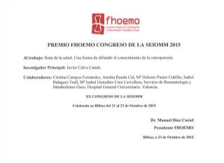 Premio FHOEMO Congreso de SEIOMM 2015