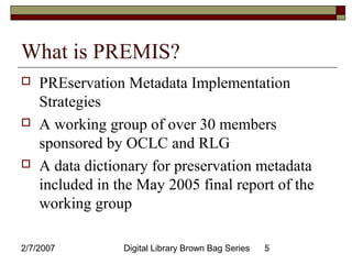 An Introduction to PREMIS | PPT
