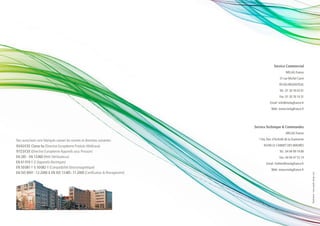 Service Commercial
                                                                                                        MELAG France
                                                                                                   37 rue Michel Carré
                                                                                                   95100 ARGENTEUIL
                                                                                                   Tél. : 01 30 76 03 01
                                                                                                   Fax : 01 30 76 10 31
                                                                                           Email : info@melagfrance.fr
                                                                                            Web : www.melagfrance.fr




                                                                                Service Technique & Commandes
                                                                                                        MELAG France

Nos autoclaves sont fabriqués suivant les normes et directives suivantes :        7 bis, Parc d’Activité de la Gueiranne

93/42/CEE Classe IIa (Directive Européenne Produits Médicaux)                        83340 LE CANNET DES MAURES
97/23/CEE (Directive Européenne Appareils sous Pression)                                           Tél. : 04 94 99 19 89
EN 285 - EN 13 060 (Petit Stérilisateurs)                                                          Fax : 04 94 47 53 14
EN 61 010-1-2 (Appareils électriques)                                                  Email : hotline@melagfrance.fr
EN 50 081-1 & 50 082-1 (Compatibilité Electromagnétique)
                                                                                            Web : www.melagfrance.fr
EN ISO 9001 : 12.2000 & EN ISO 13 485 : 11.2000 (Certification & Management).




                                                                                                                           Réalisation : www.atypik-design.com
 