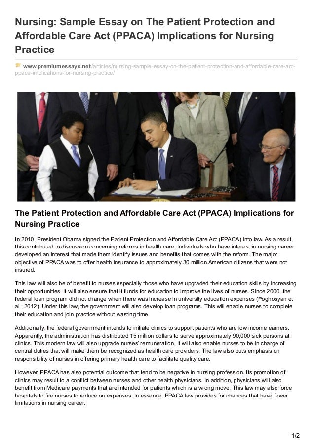 Patient protection and affordable care act of 2010 essay