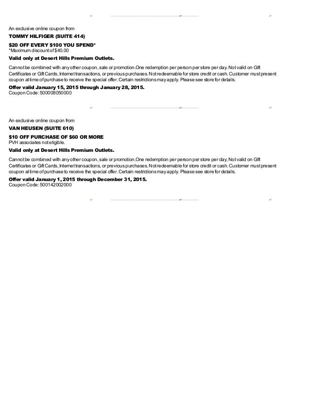 tommy hilfiger premium outlet coupons