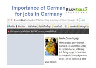 Importance of German
for jobs in Germany
 