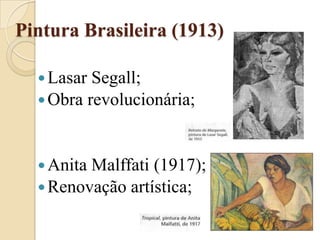 Pintura Brasileira (1913)Lasar Segall;Obra revolucionária;   Anita Malffati (1917);Renovação artística;