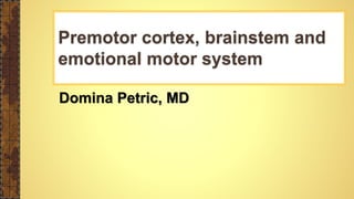 Domina Petric, MD
Premotor cortex, brainstem and
emotional motor system
 