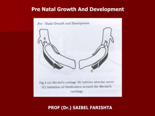 Pre Natal Growth And Development
PROF (Dr.) SAIBEL FARISHTA
 