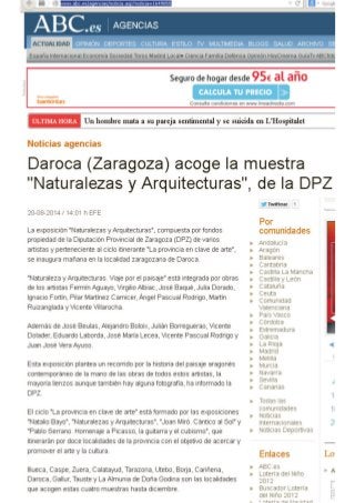 Prensa 2014 08 20 ABC - Daroca Zaragoza acoge la muestra Naturalezas y Arquitecturas de la DPZ - Ruizanglada