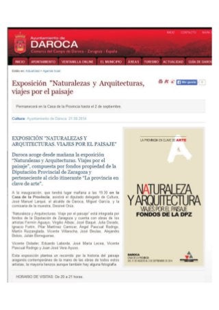 Prensa Anuncio Web 2014 08 21 - Ayuntamiento de Daroca - Exposición Naturalezas y Arquitecturas viajes por el paisaje - Obra de Ruizanglada