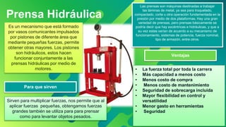 Prensa hidráulica: qué es, para qué sirve, cómo funciona, aplicaciones