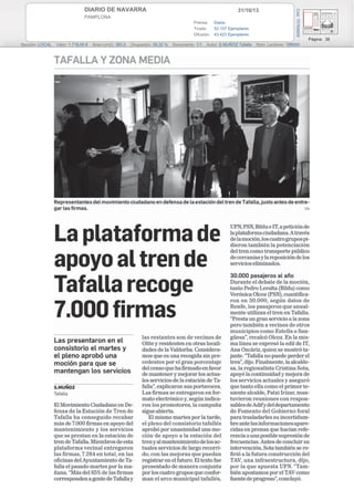 31/10/13

PAMPLONA
Prensa: Diaria
Tirada:
52.107 Ejemplares
Difusión: 43.423 Ejemplares

Cód: 75765609

DIARIO DE NAVARRA

Página: 38
Sección: LOCAL

Valor: 1.718,00 €

Área (cm2): 383,0

Ocupación: 39,32 %

Documento: 1/1

Autor: S.MUÑOZ Tafalla

Núm. Lectores: 188000

 