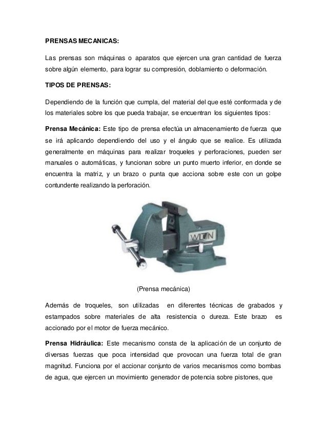 Prensas mecánicas manuales