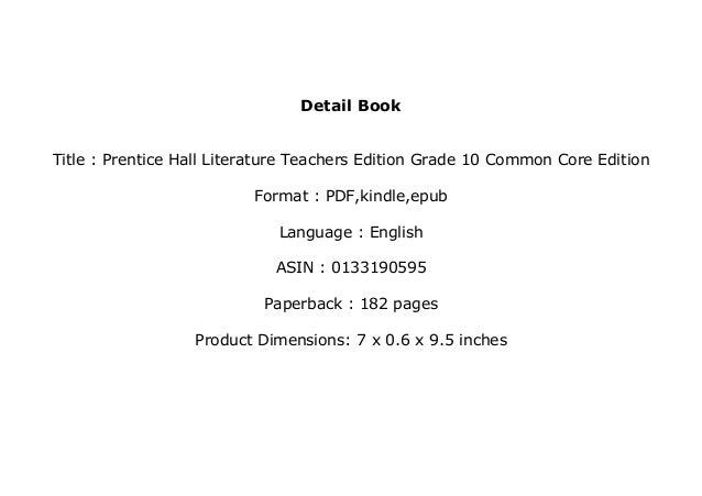 epub_$ library Prentice Hall Literature Teachers Edition Grade 10