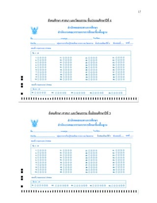17 
สังคมศึกษา ศาสนา และวัฒนธรรม ชั้นประถมศึกษาปีที่ 6 
สังคมศึกษา ศาสนา และวัฒนธรรม ชั้นมัธยมศึกษาปีที่ 3 
 