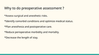 Comprehensive Preoperative Assessment and Care for Surgical Patients | PPTX