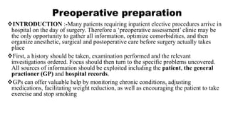 Preoperative preparation and postoperative care | PPTX