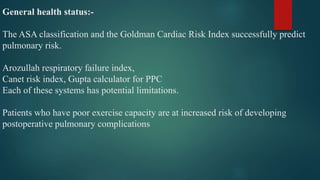 Preoperative pulmoanary evaluation other than lung resection surgeries ...