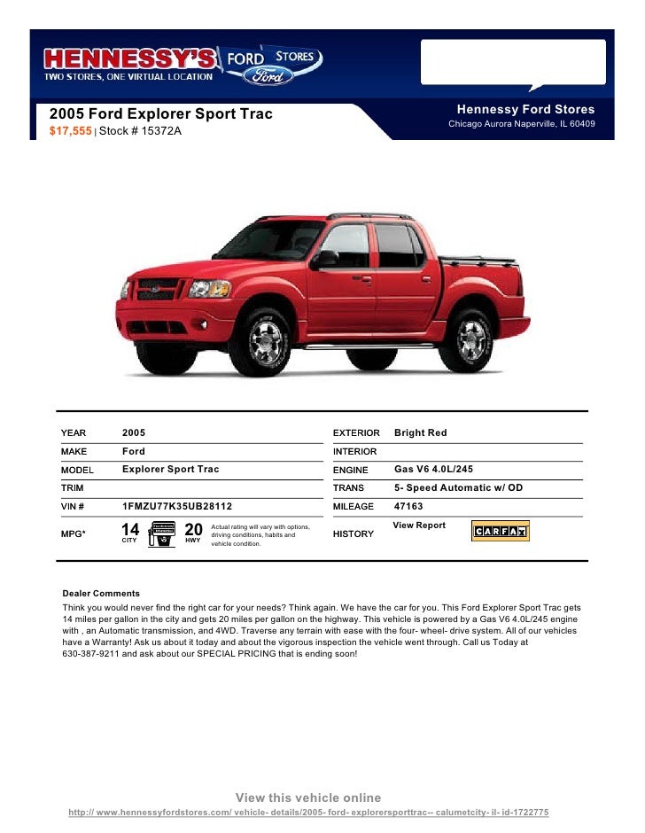Pre Owned 05 Ford Explorer Sport Trac