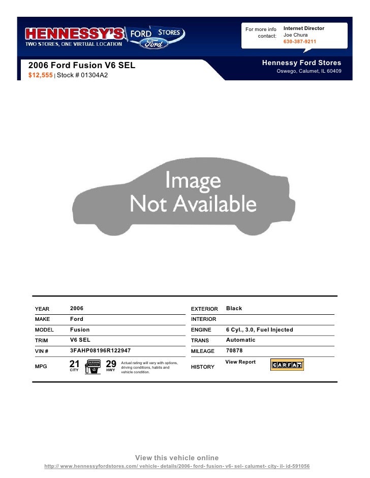 Pre Owned 2006 Ford Fusion V6 Sel