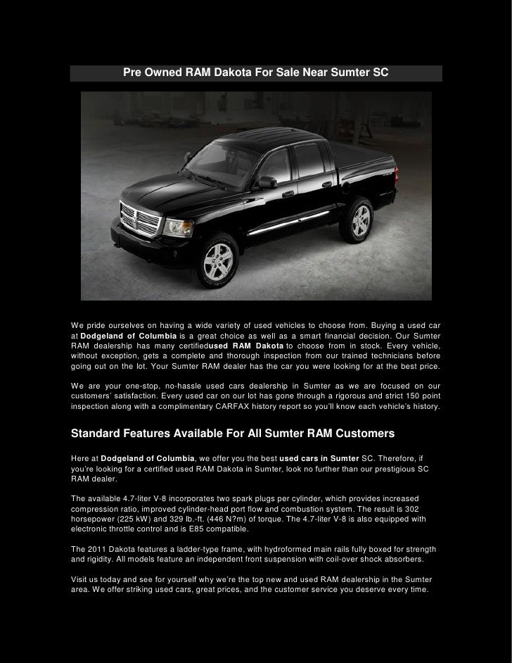 Car Dealerships In Sumter Sc >> Pre Owned 2011 Ram Dakota For Sale Near Sumter Sc Car Dealerships In Sumter Sc >> Pre Owned 2011 Ram Dakota For Sale Near Sumter Sc
