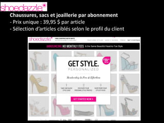 Chaussures, sacs et joaillerie par abonnement
- Prix unique : 39,95 $ par article
- Sélection d’articles ciblés selon le profil du client
 