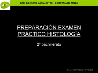 BACHILLERATO MARIANISTAS + COMPAÑÍA DE MARÍA

PREPARACIÓN EXAMEN
PRÁCTICO HISTOLOGÍA

Anatomía y Fisiología Humanas -

2º bachillerato

Prof. VÍCTOR M. VITORIA

 