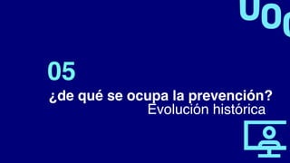 ¿de qué se ocupa la prevención
?

Evolución histórica
05
 