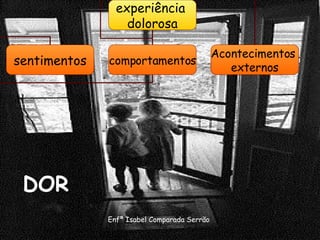 DOR Enfª Isabel Comparada Serrão experiência  dolorosa sentimentos comportamentos Acontecimentos  externos 