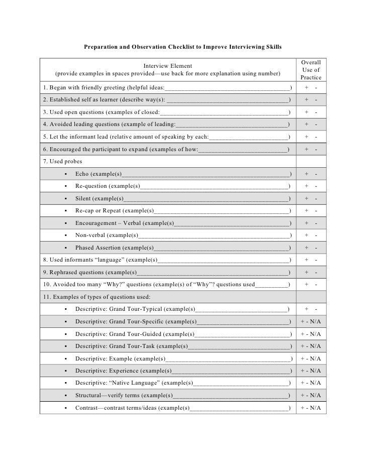 interview checklist