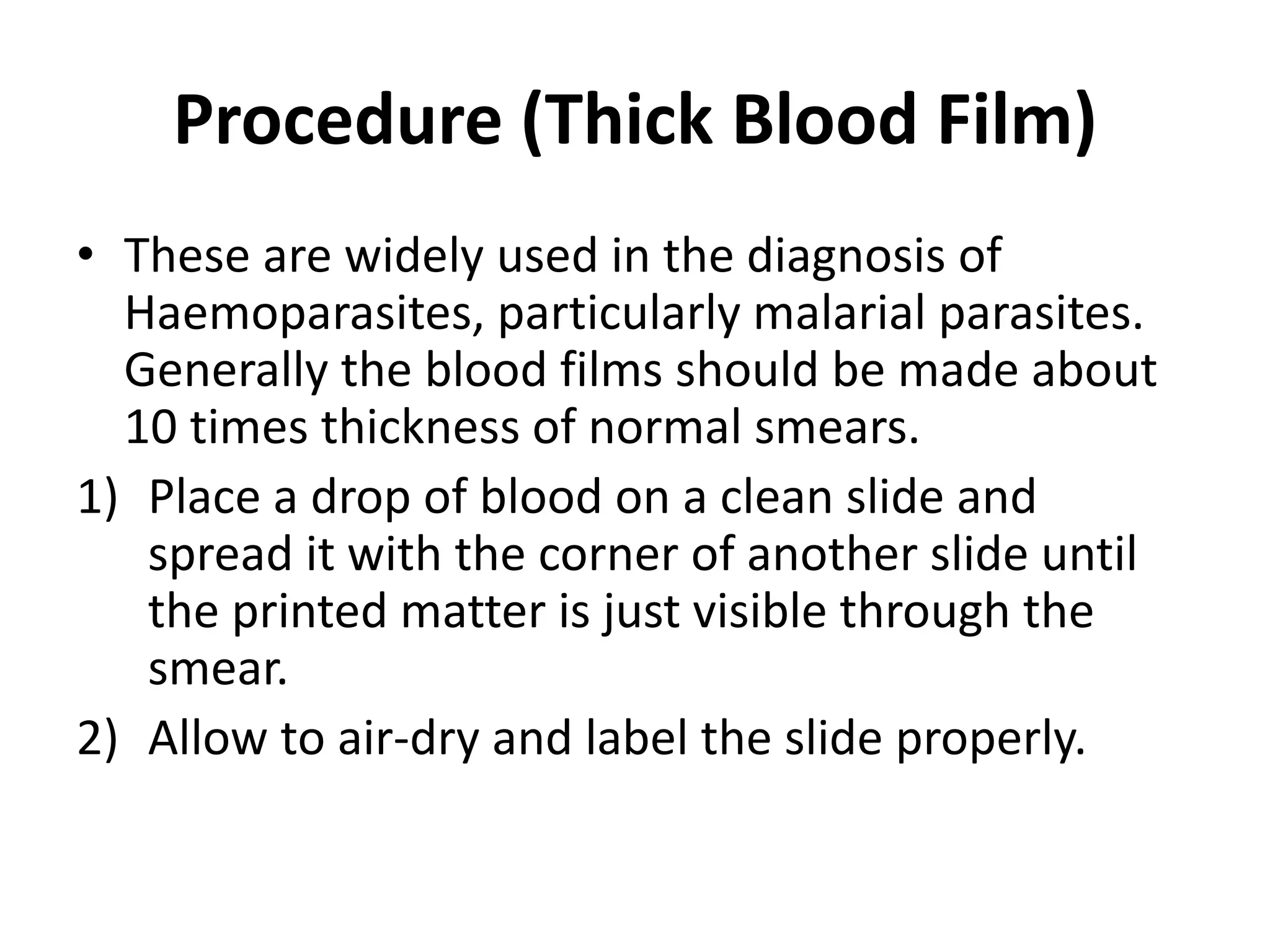 Preparation and staining of peripheral blood smear | PPTX