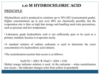Preparation and standardization of various molar and normal  solutions