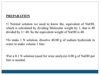 Preparation and standardization of various molar and normal  solutions