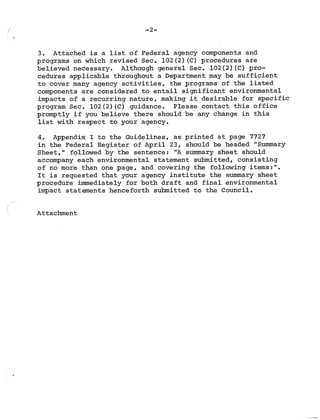 Preparation and submission to the council on environmental quality of revised federal agency sec 102 procedures