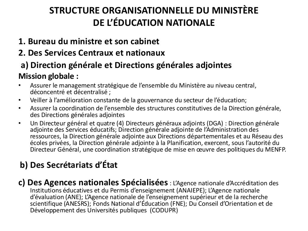 AvantProjet de Loi Réorganisant Le MENFP