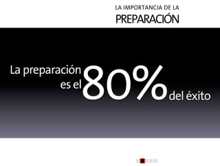 LA IMPORTANCIA DE LA

                  PREPARACIÓN




              80%
La preparación
          es el
                 ...