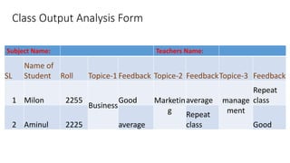 Preparation for a class & Exam sample report | PPTX
