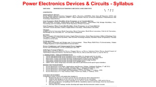 Power Electronics Devices & Circuits - Syllabus
 