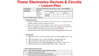 Power Electronics Devices & Circuits
– Lesson Plan
 
