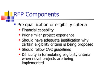 Guidelines for preparation of a RFP for e governance projects | PPT