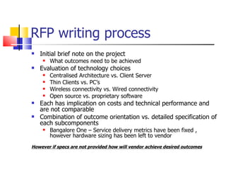 Guidelines for preparation of a RFP for e governance projects | PPT