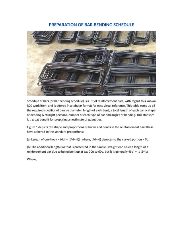 Preparation of bar_bending_schedule | PDF