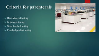 Preparation of large volume and small volume parenteral