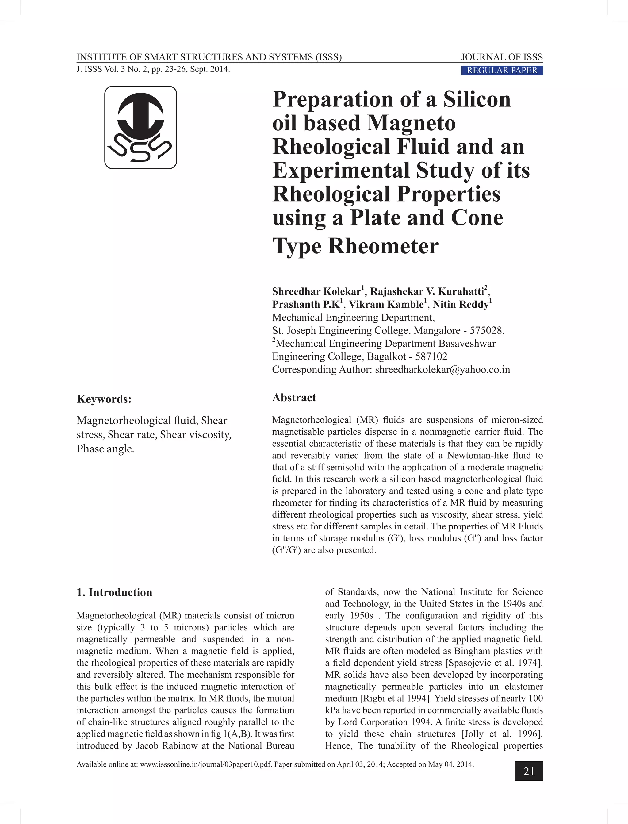 Preparation of magnetorheological fluid | PDF