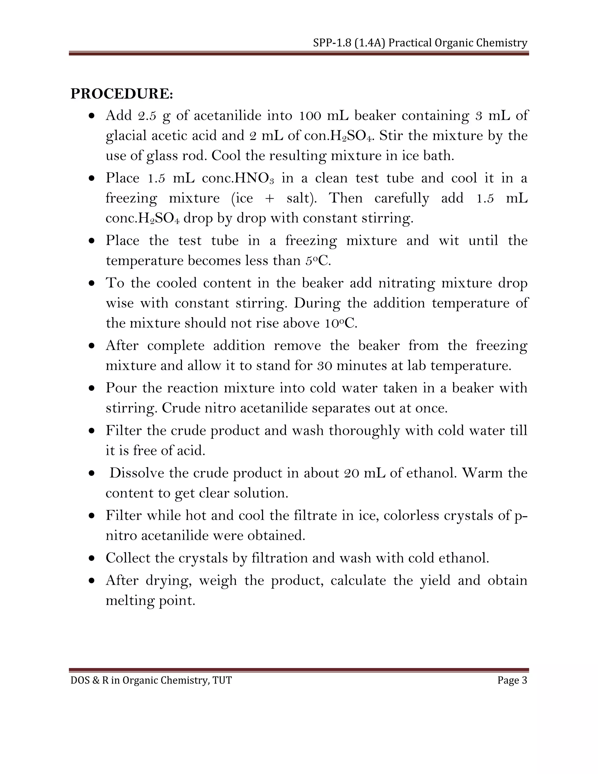 Preparation of pnitroacetanilide from Acetanilide PDF