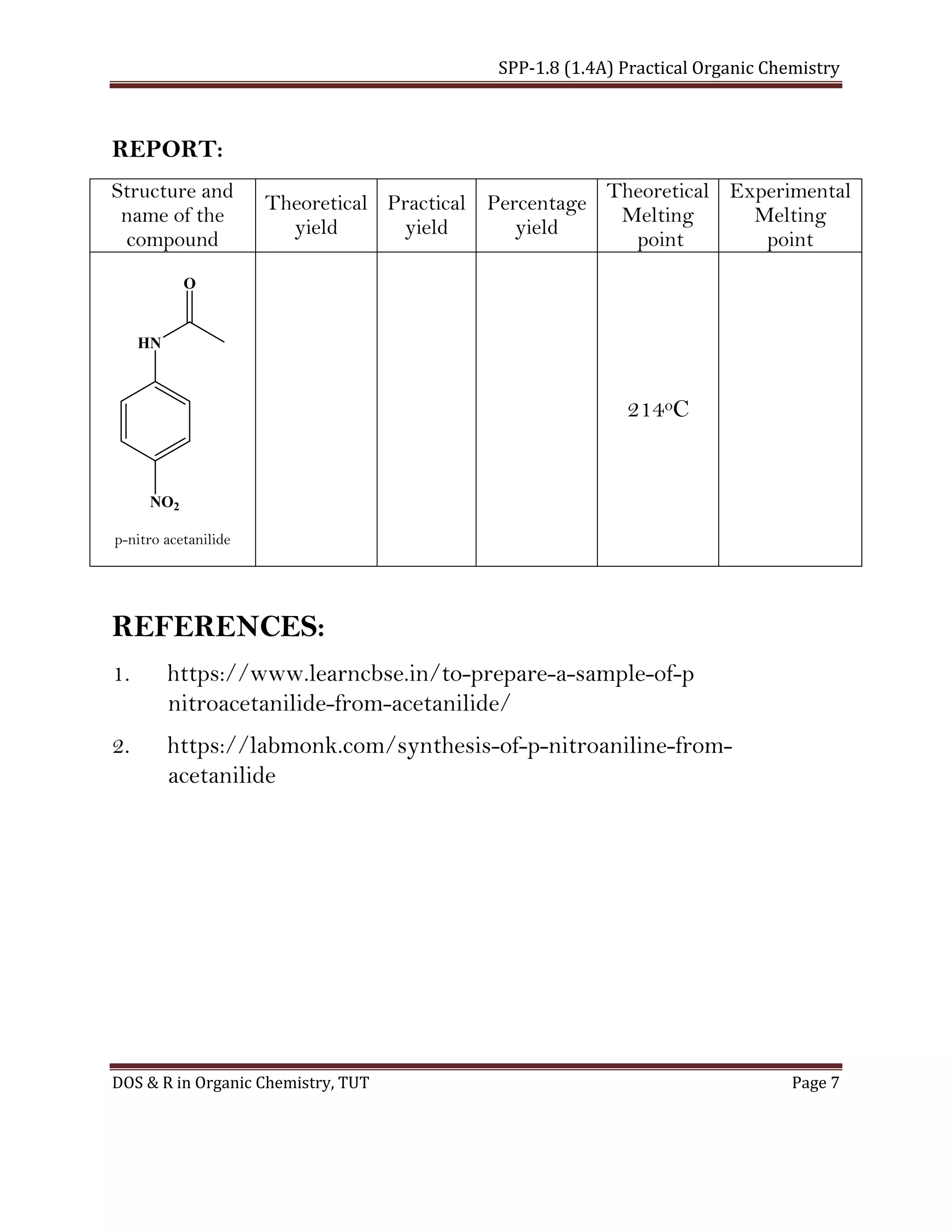 Preparation of pnitroacetanilide from Acetanilide PDF