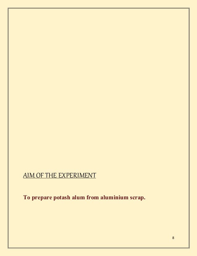 preparation of alum from aluminum metal essay preparation of alum from aluminum metal essay
