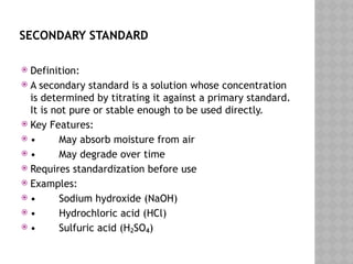 Second Standard Function Definition Comprehensive Guide to Preparation and Standardization of Volumetric ...