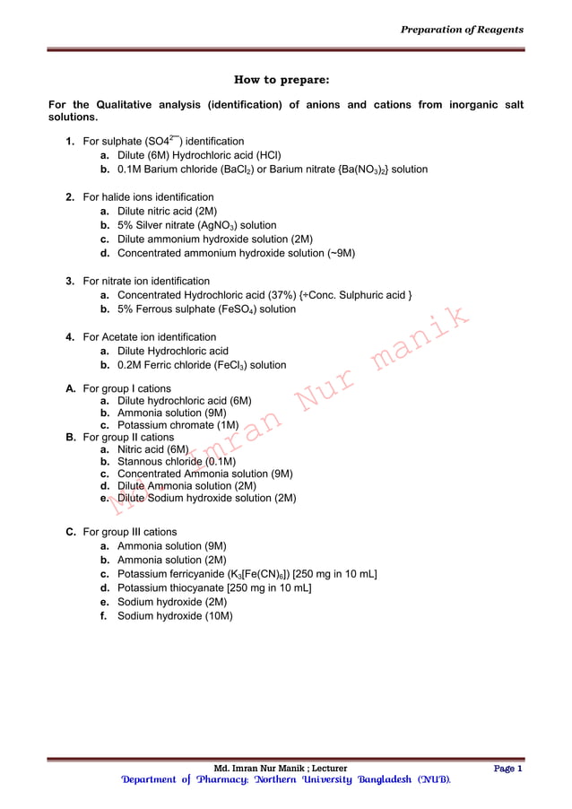 Preparation of the LAB reagents PDF
