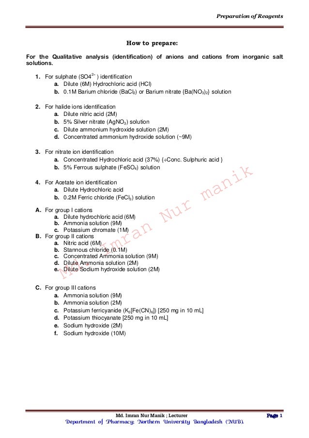 Preparation of the LAB reagents