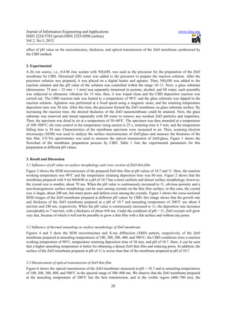 Preparation of zn o membrane by chemical bath deposition | PDF